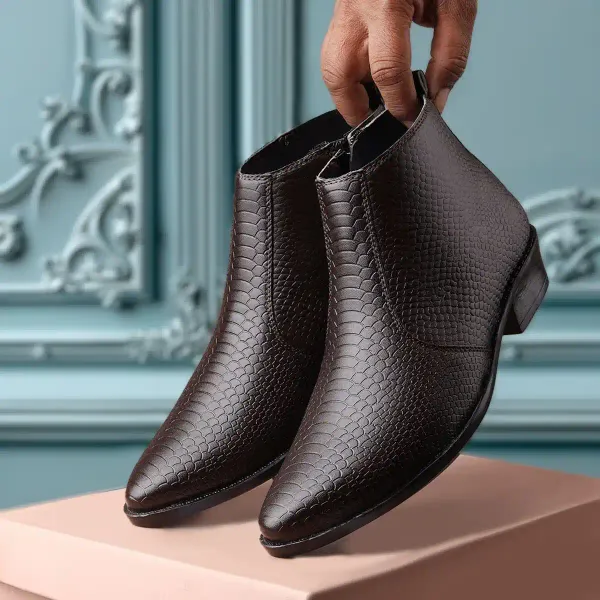 ERIX_Men's__Side_Zipper_Synthetic_Leather_chelsea_Boots_For_Men