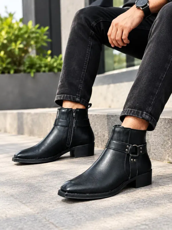 ERIX_Men's_Premium_Cuban_Heel_Side_Zip_Urben_Buckle_Strap_Chelsea_Boots_For_Men