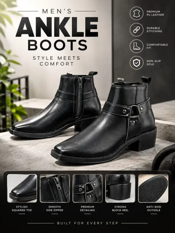 ERIX_Men's_Premium_Cuban_Heel_Side_Zip_Urben_Buckle_Strap_Chelsea_Boots_For_Men