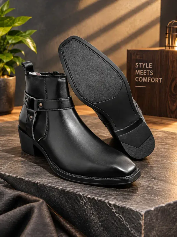 ERIX_Men's_Premium_Cuban_Heel_Side_Zip_Urben_Buckle_Strap_Chelsea_Boots_For_Men