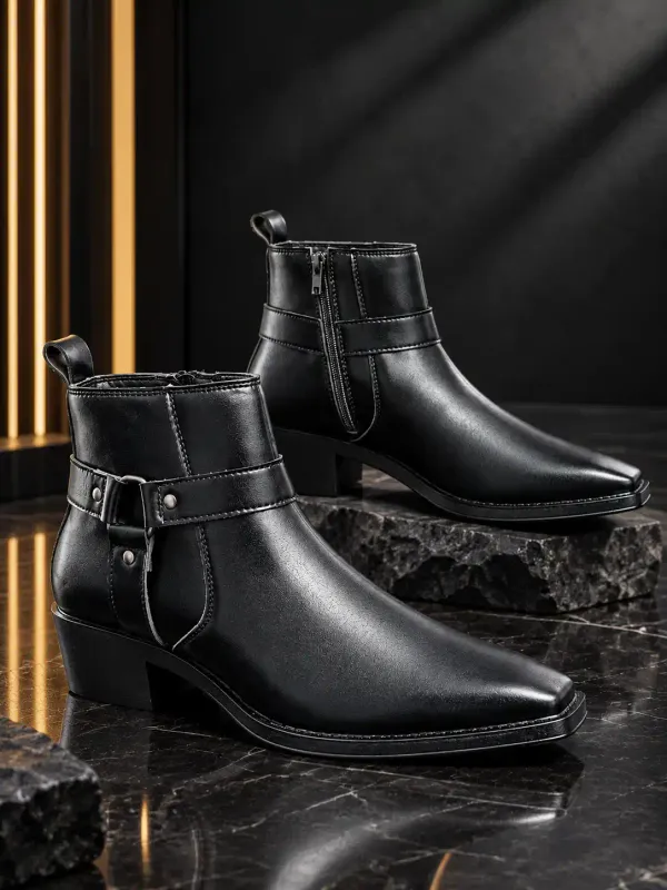 ERIX_Men's_Premium_Cuban_Heel_Side_Zip_Urben_Buckle_Strap_Chelsea_Boots_For_Men