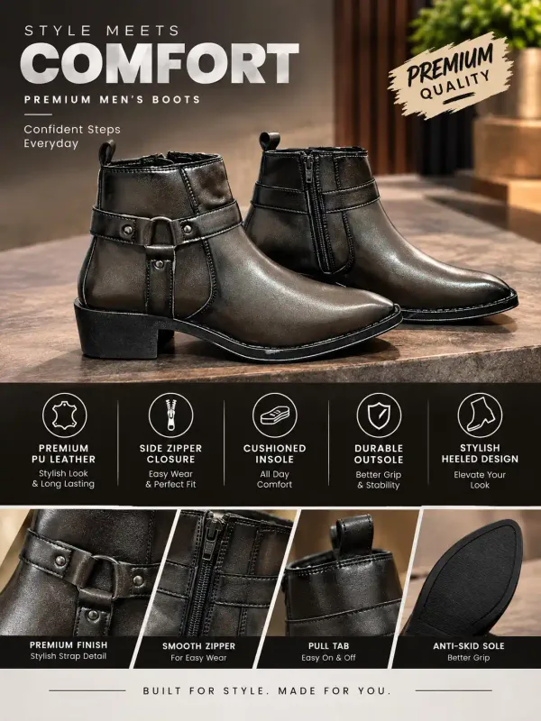 ERIX_Men's_Premium_Cuban_Heel_Side_Zip_Urben_Buckle_Strap_Chelsea_Boots_For_Men
