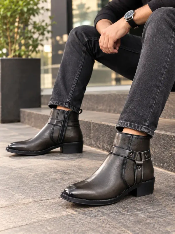 ERIX_Men's_Premium_Cuban_Heel_Side_Zip_Urben_Buckle_Strap_Chelsea_Boots_For_Men