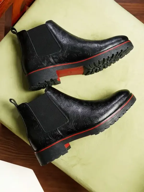 ERIX_Men's_Textured_Chelsea_Boots_with_Sporty_Red_Accent_Welt_Boots_For_Men