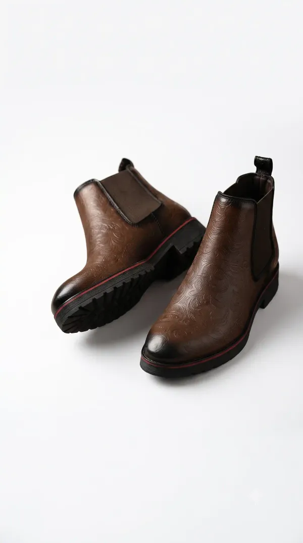 ERIX_Men's_Textured_Chelsea_Boots_with_Sporty_Red_Accent_Welt_Boots_For_Men