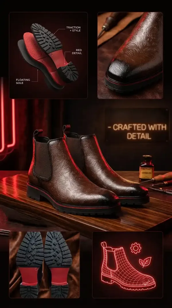 ERIX_Men's_Textured_Chelsea_Boots_with_Sporty_Red_Accent_Welt_Boots_For_Men