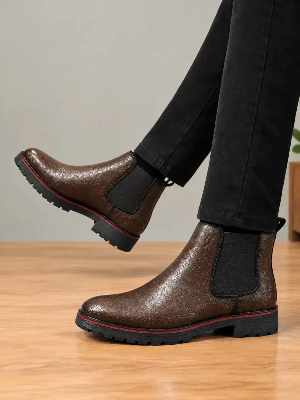ERIX_Men's_Textured_Chelsea_Boots_with_Sporty_Red_Accent_Welt_Boots_For_Men