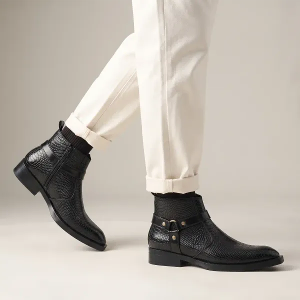 ERIX_Men's_Premium_Cuban_Heel_Side_Zip_Urben_Buckle_Strap_Chelsea_Boots_For_Men