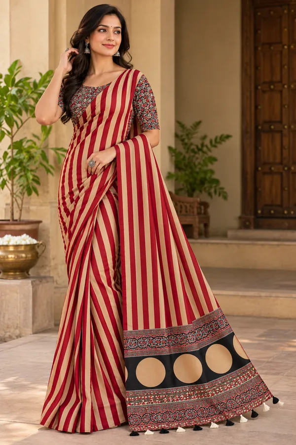 Red_Striped_Saree_for_Women