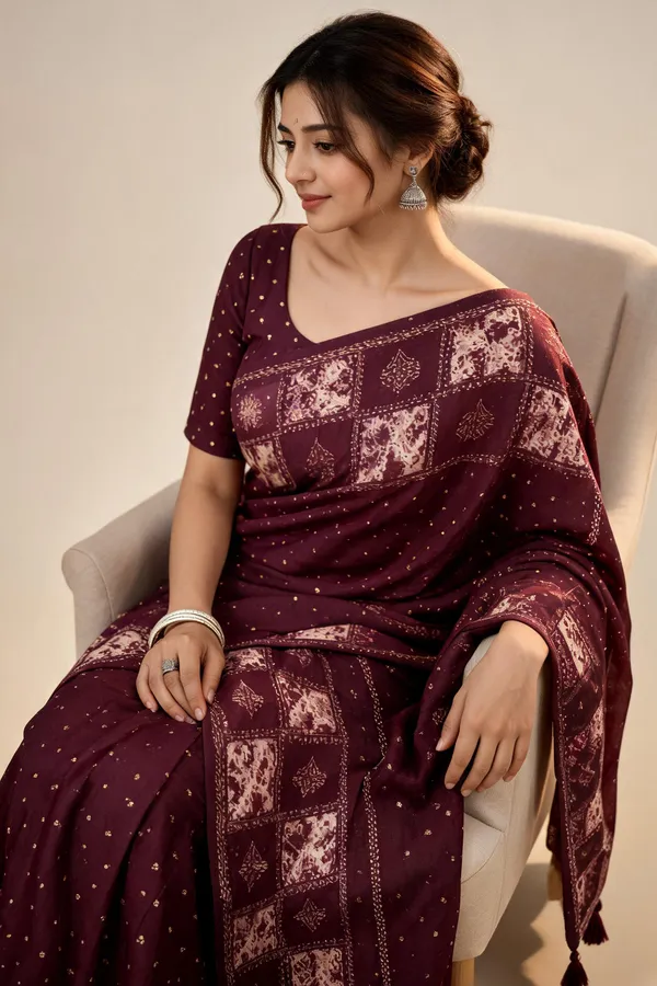 Wine_touch_Saree_For_Women