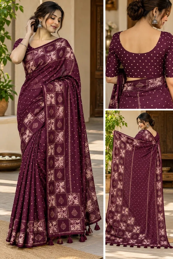 Wine_touch_Saree_For_Women