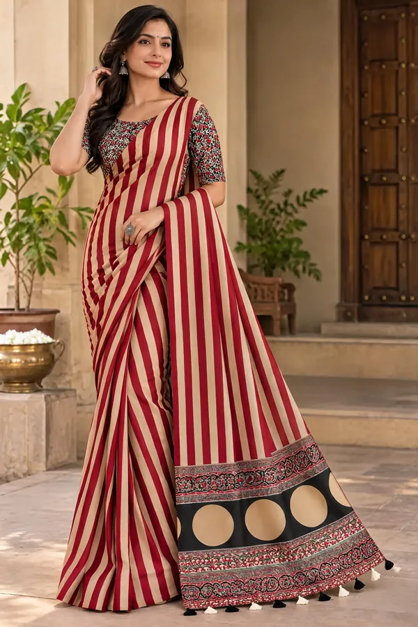 Red_Striped_Saree_for_Women