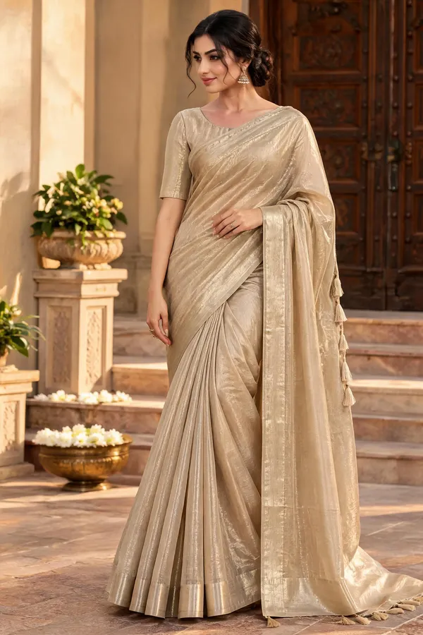 Beige_Silk_Blend_Saree_for_Women