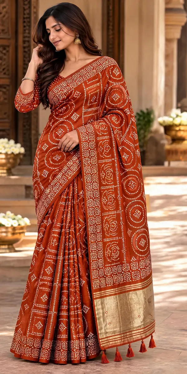 Bandhani_Rust_Sugandha_Saree
_Saree_For_Women