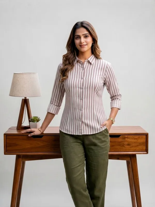 Pink_Riyon_Cotton_Striped_Shirt_For_Women