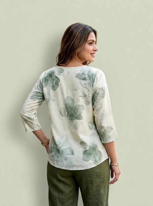 Cream_Imported_Fabric_Western_Top_For_Women