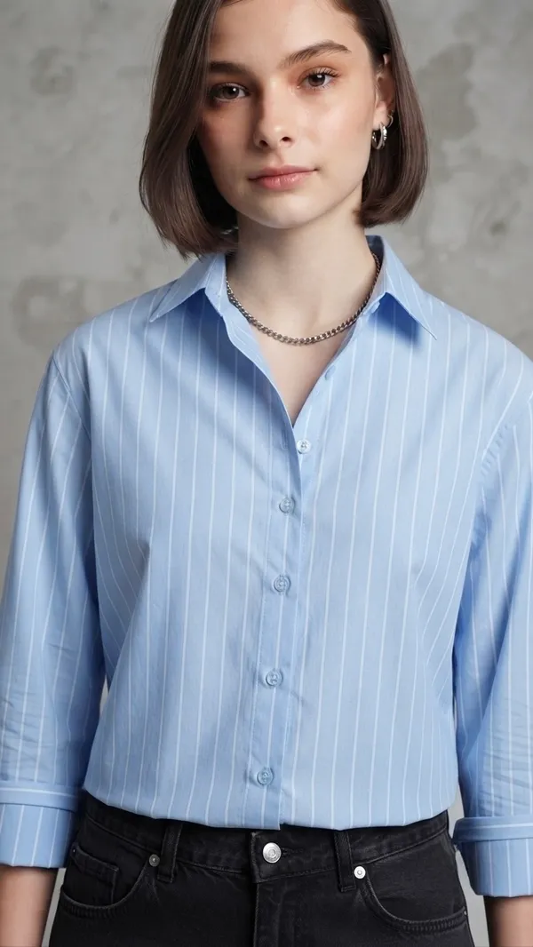 Blue_Riyon_Cotton_Striped_Shirt_For_Women