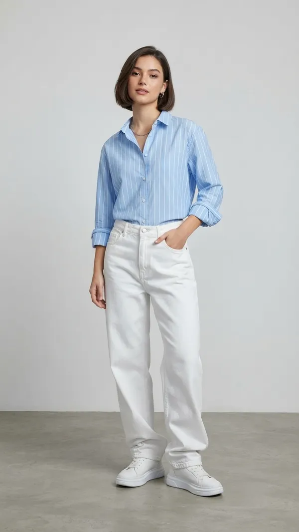Blue_Riyon_Cotton_Striped_Shirt_For_Women