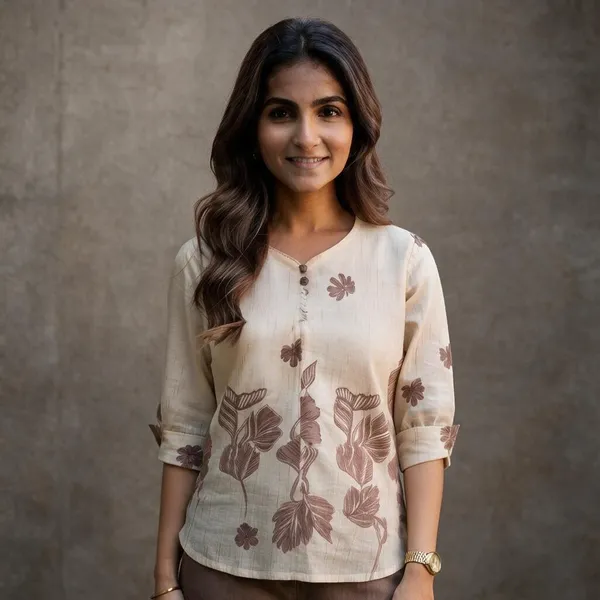 Cream_Imported_Fabric_Western_Top_For_Women