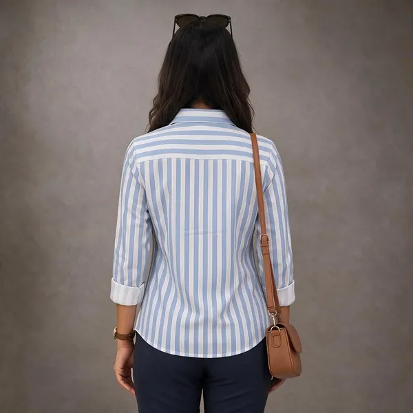 Blue_Riyon_Cotton_Striped_Shirt_For_Women