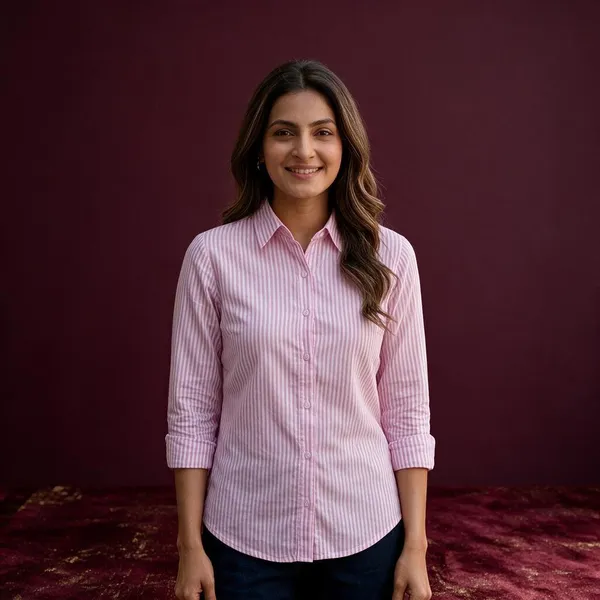 Pink_Cotton_Striped_Shirt_For_Women