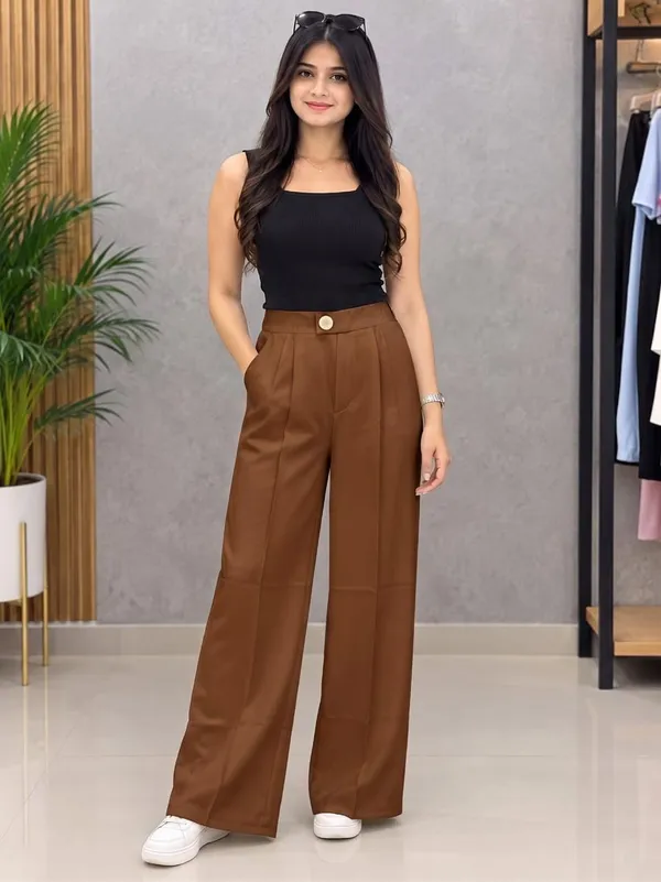Brown_Imported_Korean_Fabric_(Lachko_Korean)_Korean_Pant_For_Women
