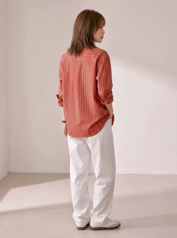 Rust_Riyon_Cotton_Striped_Shirt_For_Women