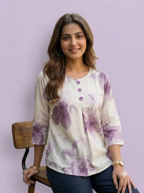 Cream_Imported_Fabric_Western_Top_For_Women