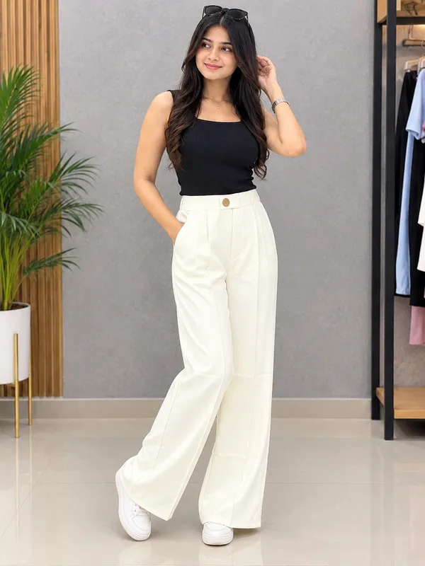 White_Imported_Korean_Fabric_(Lachko_Korean)_Korean_Pant_For_Women