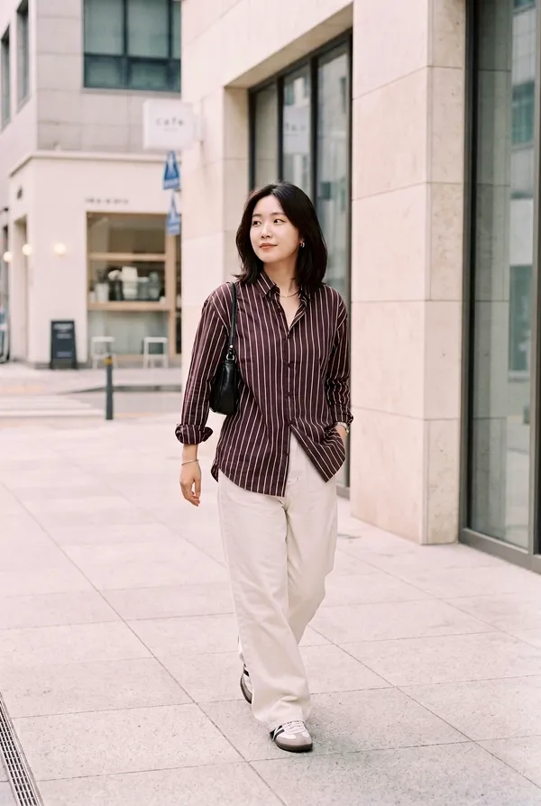 Brown_Riyon_Cotton_Striped_Shirt_For_Women