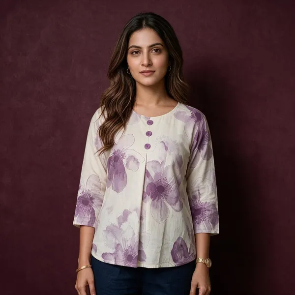 Cream_Imported_Fabric_Western_Top_For_Women