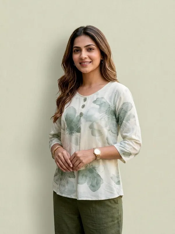 Cream_Imported_Fabric_Western_Top_For_Women