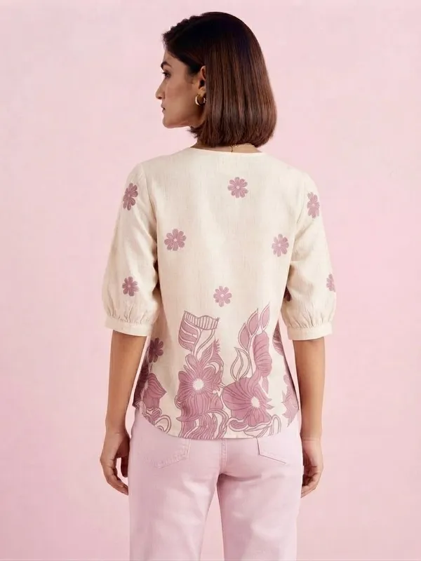 Cream_Imported_Fabric_Western_Top_For_Women