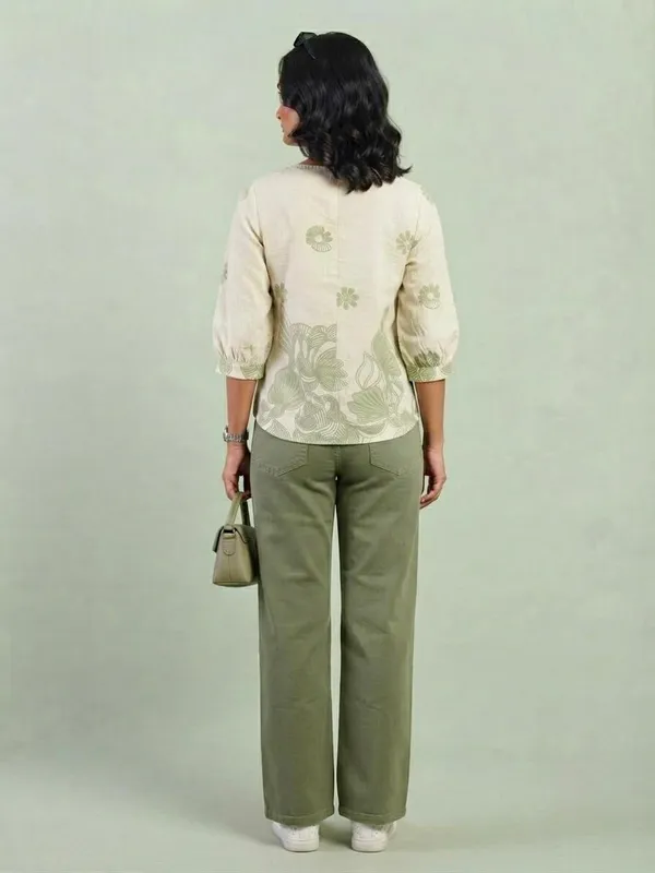 Cream_Imported_Fabric_Western_Top_For_Women