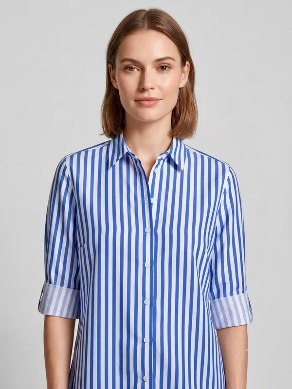 Blue_Riyon_Cotton_Striped_Shirt_For_Women