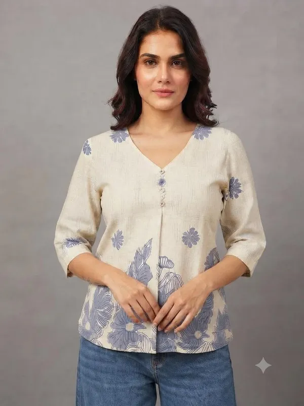 Beige_Imported_Fabric_Western_Top_For_Women