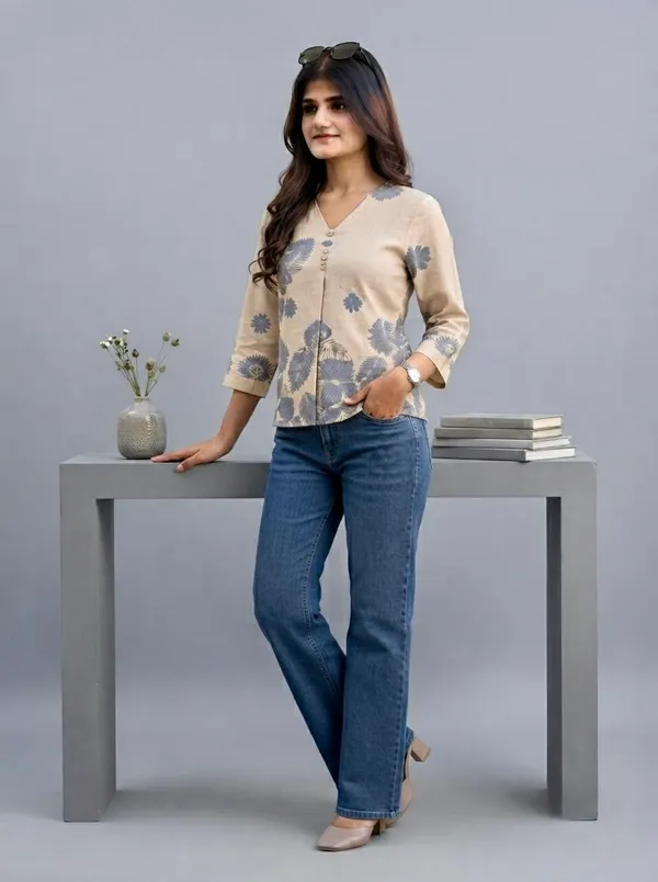 Beige_Imported_Fabric_Western_Top_For_Women