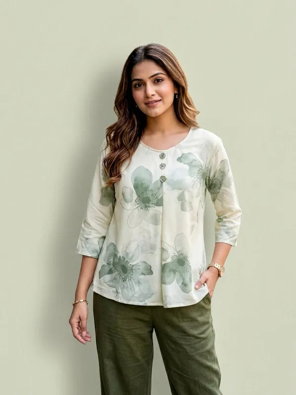 Cream_Imported_Fabric_Western_Top_For_Women