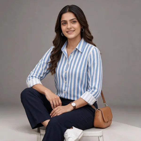 Blue_And_White_Riyon_Cotton_Striped_Shirt_For_Women