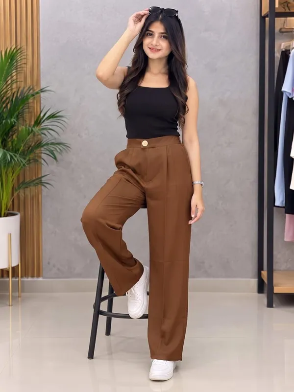 Brown_Imported_Korean_Fabric_(Lachko_Korean)_Korean_Pant_For_Women