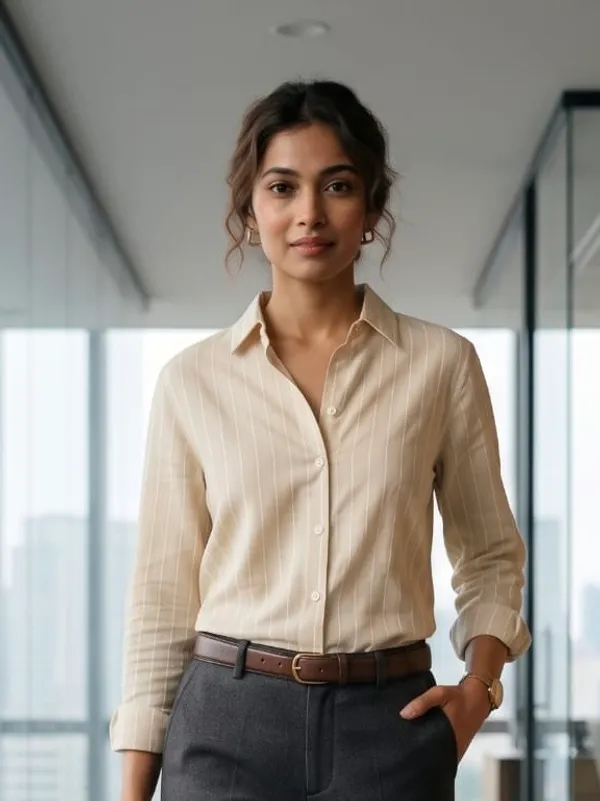 Beige_Riyon_Cotton_Striped_Shirt_For_Women