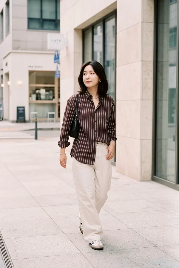 Brown_Riyon_Cotton_Striped_Shirt_For_Women