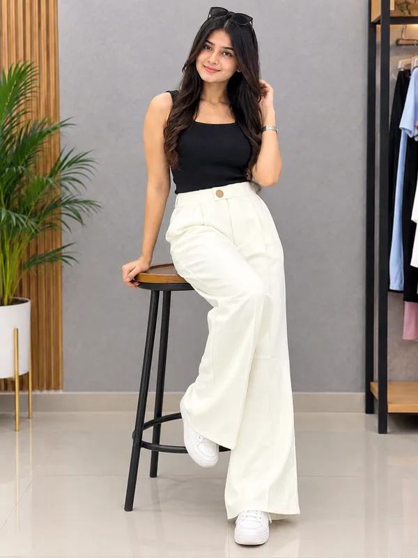 White_Imported_Korean_Fabric_(Lachko_Korean)_Korean_Pant_For_Women