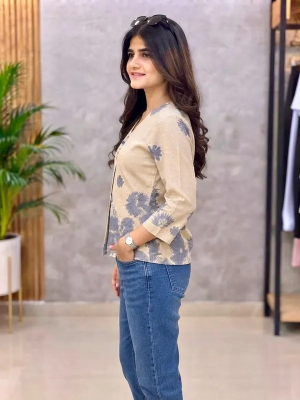Beige_Imported_Fabric_Western_Top_For_Women