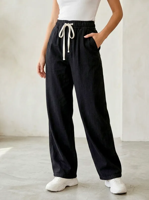 Black_Soft_Denim(Lachko/Jelly_Denim)_Lachko_Denim_Palazzo_For_Women