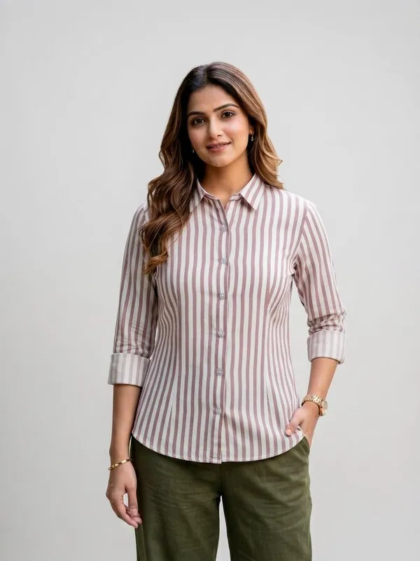 Pink_Riyon_Cotton_Striped_Shirt_For_Women
