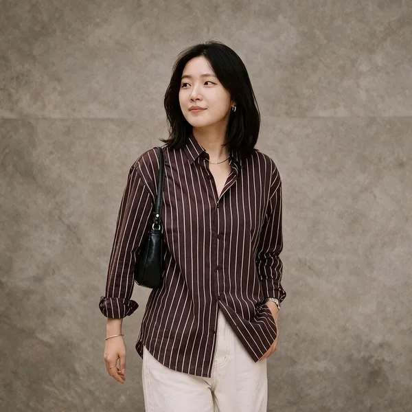 Brown_Riyon_Cotton_Striped_Shirt_For_Women