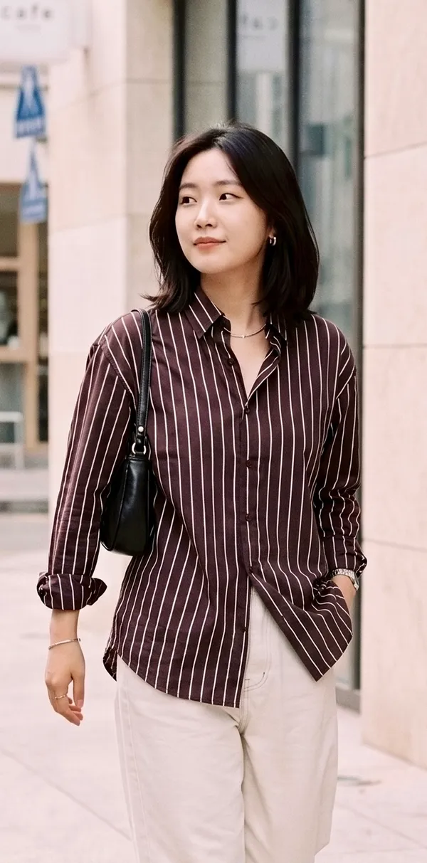 Brown_Riyon_Cotton_Striped_Shirt_For_Women