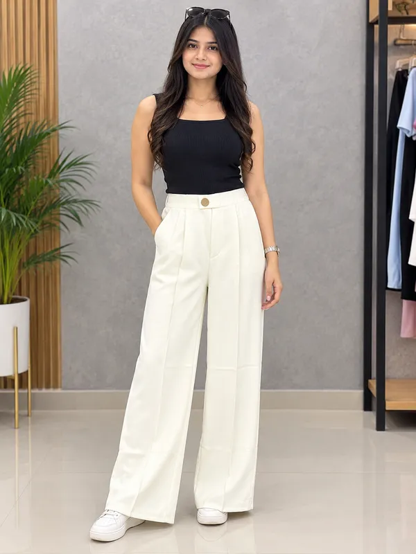 White_Imported_Korean_Fabric_(Lachko_Korean)_Korean_Pant_For_Women