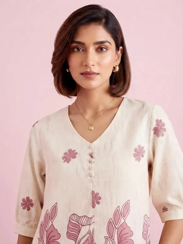 Cream_Imported_Fabric_Western_Top_For_Women